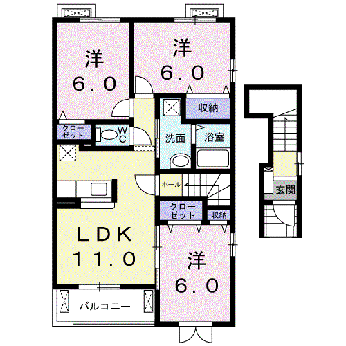 ファンティスIII(3LDK/2階)の間取り写真