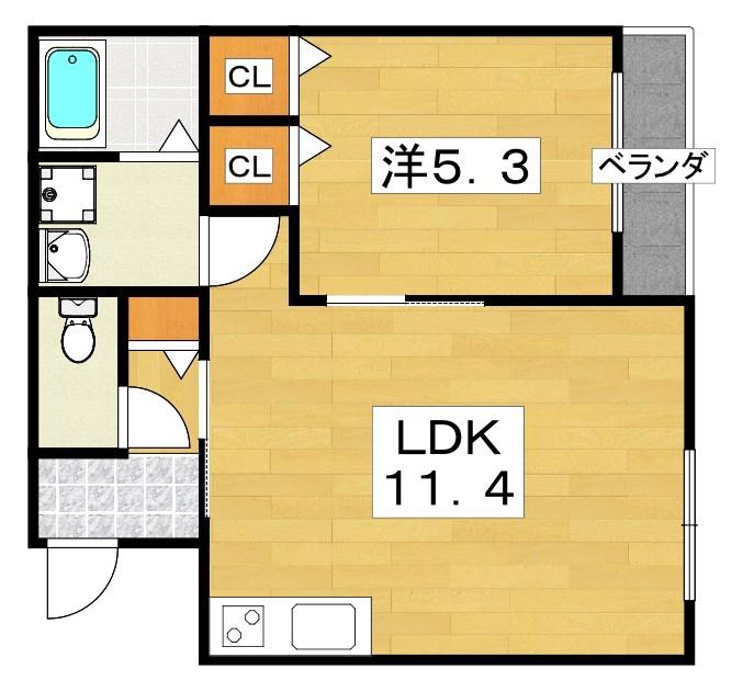 GMビルズ対馬江(1LDK/3階)の間取り写真