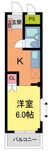 ONハイツ甲東園(ワンルーム/1階)の間取り写真