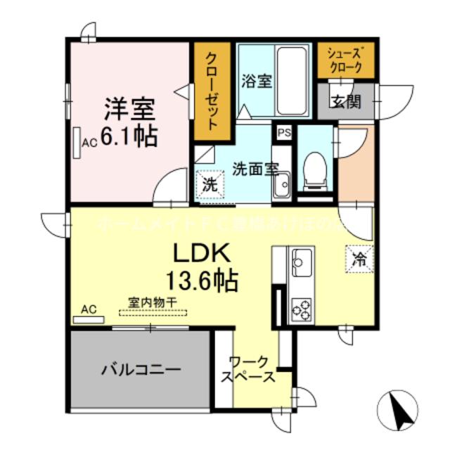 ヴェール東橋良(1LDK/3階)の間取り写真