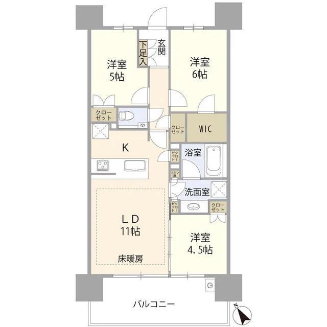 アネシア東京尾久(3LDK/5階)の間取り写真