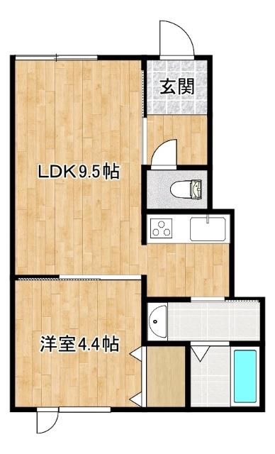 メゾンウエスト19(1LDK/1階)の間取り写真