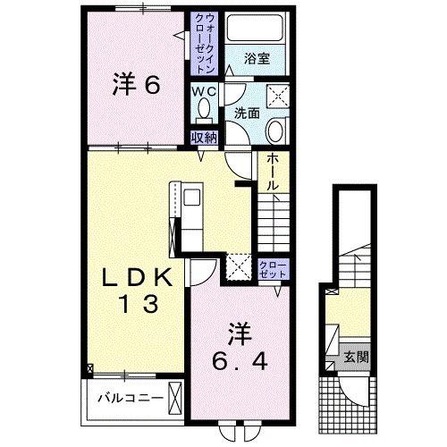 グランディール(2LDK/2階)の間取り写真