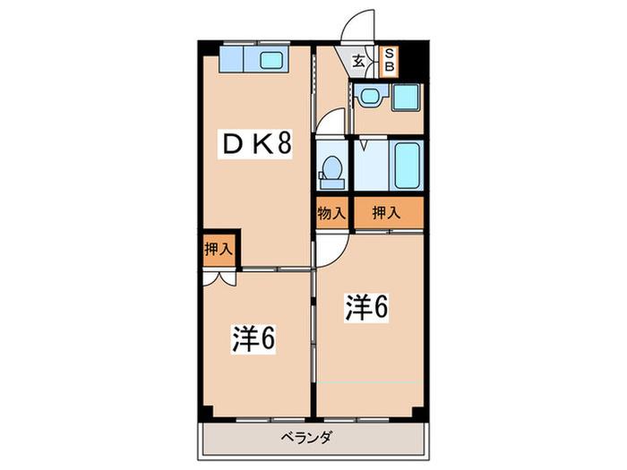 KMビル(2DK/3階)の間取り写真