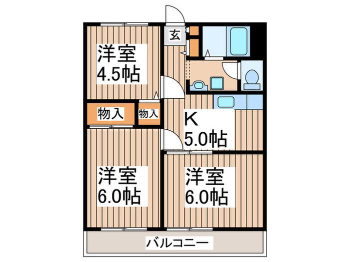 ビラージュビオレつきみ野(3K/3階)の間取り写真