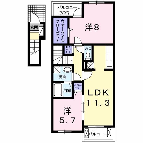 ガーデン エレガントⅡ(2LDK/2階)の間取り写真