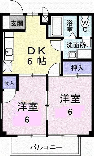 ミューズ松本 VI(2DK/1階)の間取り写真