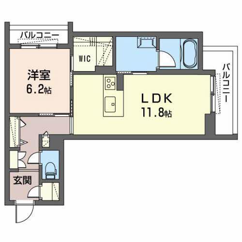 ライムストーン新大宮(1LDK/2階)の間取り写真