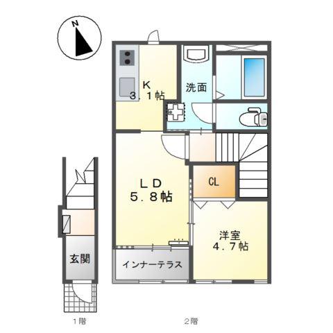 レクサス銀座(1LDK/2階)の間取り写真