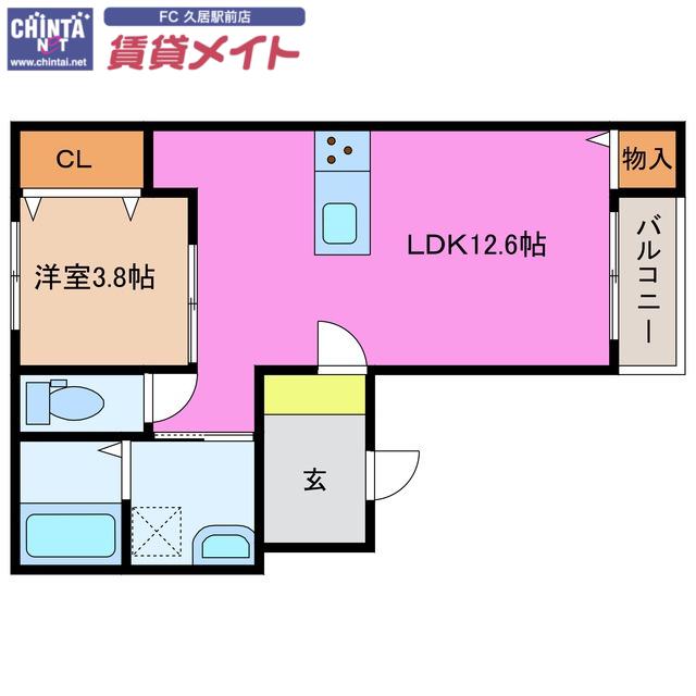 AKATSUKI RESIDENCE 久居野村(1LDK/3階)の間取り写真