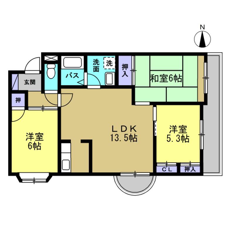 サンライト(3LDK/2階)の間取り写真