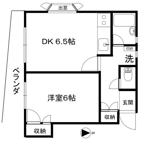 佐藤アパート 手 室内洗濯置 事業 民泊スペース不可 シェア可(1DK/1階)の間取り写真