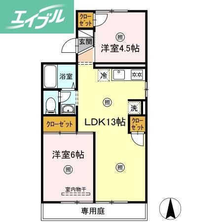 セジュール白石西新町 A棟(2LDK/1階)の間取り写真