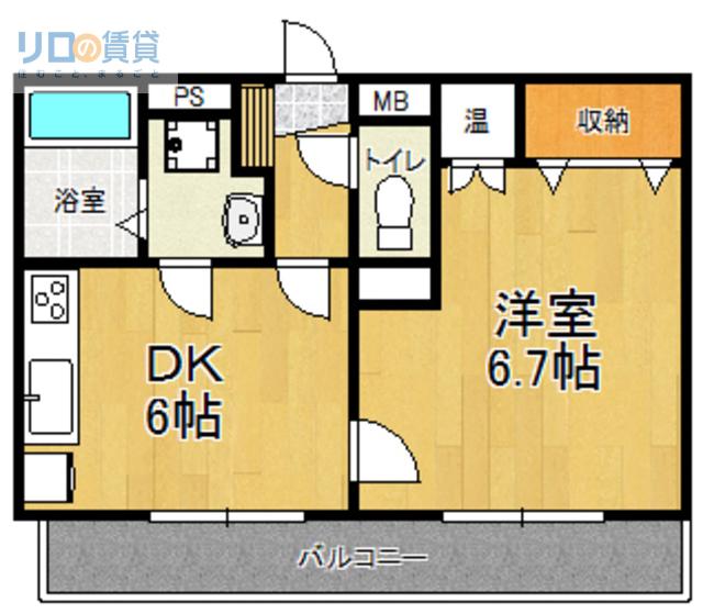 アスライフ宝塚山本ガーデン(1DK/2階)の間取り写真
