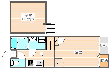クレオ二又瀬弐番館(1SK/2階)の間取り写真