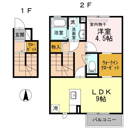 オーク明大前(1LDK/2階)の間取り写真