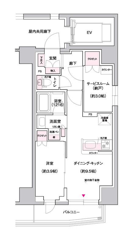 ジェイグランコート上野入谷(1SLDK/4階)の間取り写真