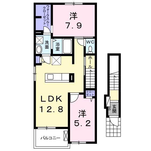 ＪＲ日豊本線 大在駅 徒歩19分 2階建 築11年(2LDK/2階)の間取り写真