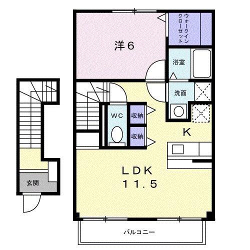 セカンドコート(1LDK/2階)の間取り写真