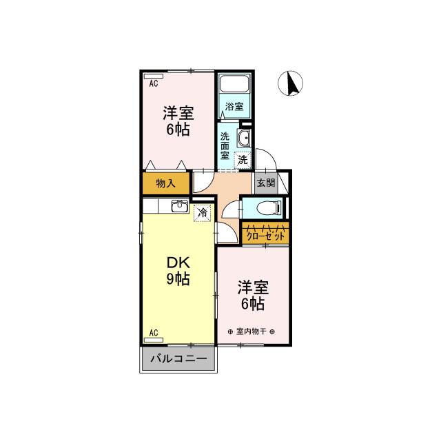 D-ROOM ボナール(2DK/2階)の間取り写真
