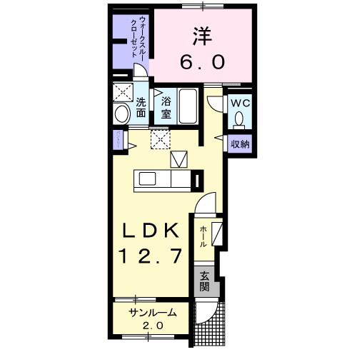 グランツM(1LDK/1階)の間取り写真