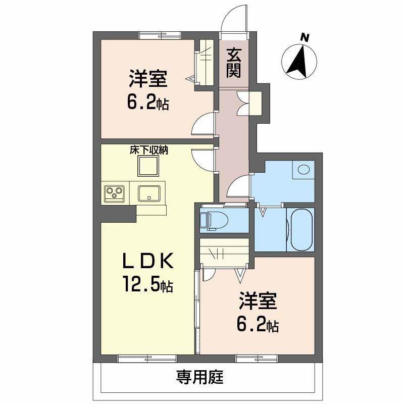 アルフラット中村(2LDK/1階)の間取り写真