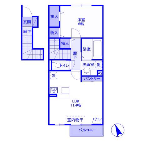 アイウィンド(1LDK/2階)の間取り写真