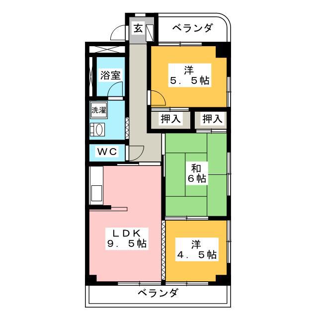キャッスルエポック(3LDK/1階)の間取り写真