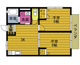S-ONE(2DK/2階)の間取り写真