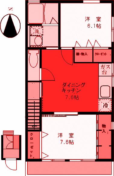 シティコーポAMI21(2DK/2階)の間取り写真