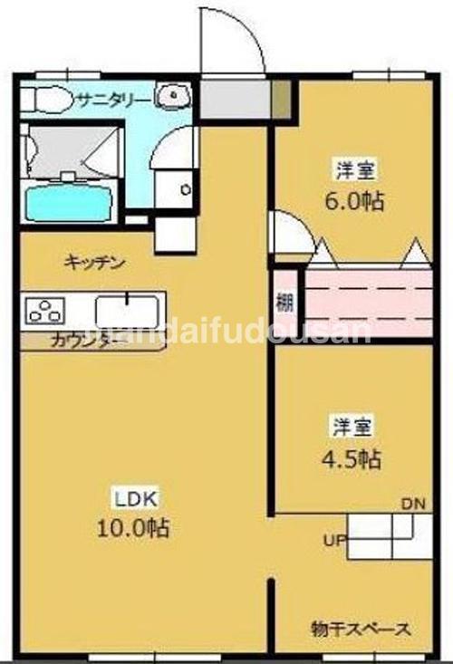 CAT BOX 高城 A棟(2LDK/2階)の間取り写真