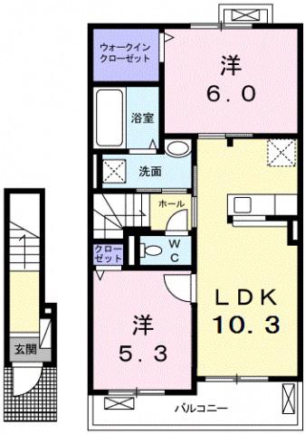 アレーナ ノース(2LDK/2階)の間取り写真