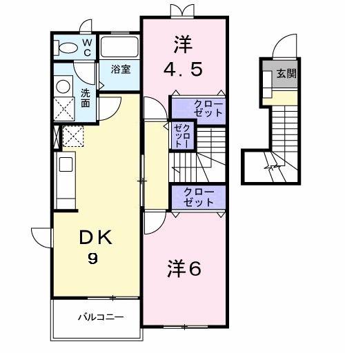 メゾンブリーズI(2DK/2階)の間取り写真