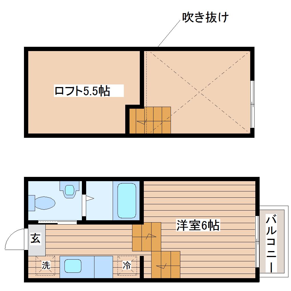 アールアイ旭ヶ丘(1K/1階)の間取り写真