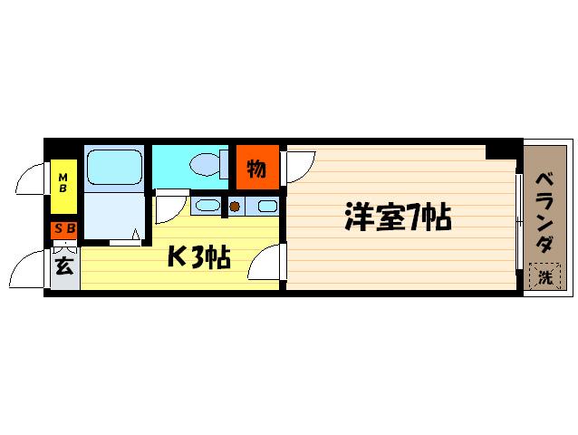 リバ-サイドビル(1K/3階)の間取り写真