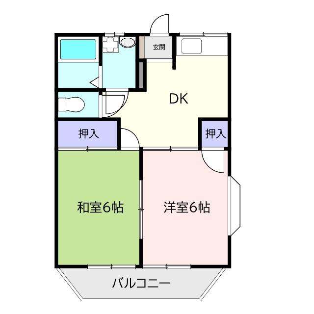 第2三沢コーポ(2DK/2階)の間取り写真