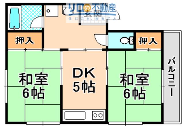 ハイツ東有岡(2DK/3階)の間取り写真