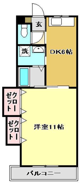 ドリームハウスII(1DK/5階)の間取り写真