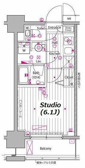 ガーラ・プレシャス川崎(1K/7階)の間取り写真