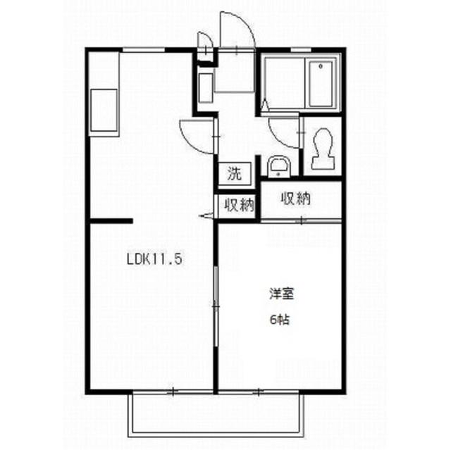 ベルシオンB(1LDK/1階)の間取り写真