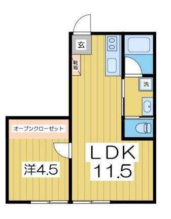 ラ・ファミーユ湖北 E1棟(1LDK/1階)の間取り写真