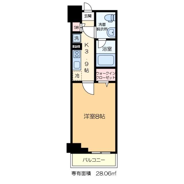 ヌーベルメゾン三嘉(1K/7階)の間取り写真