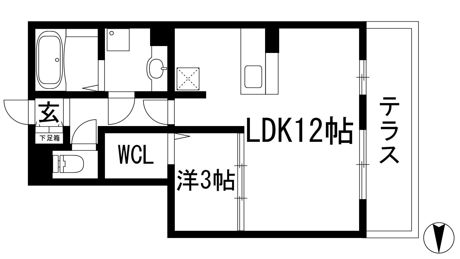 イル・クアドロ(1LDK/1階)の間取り写真