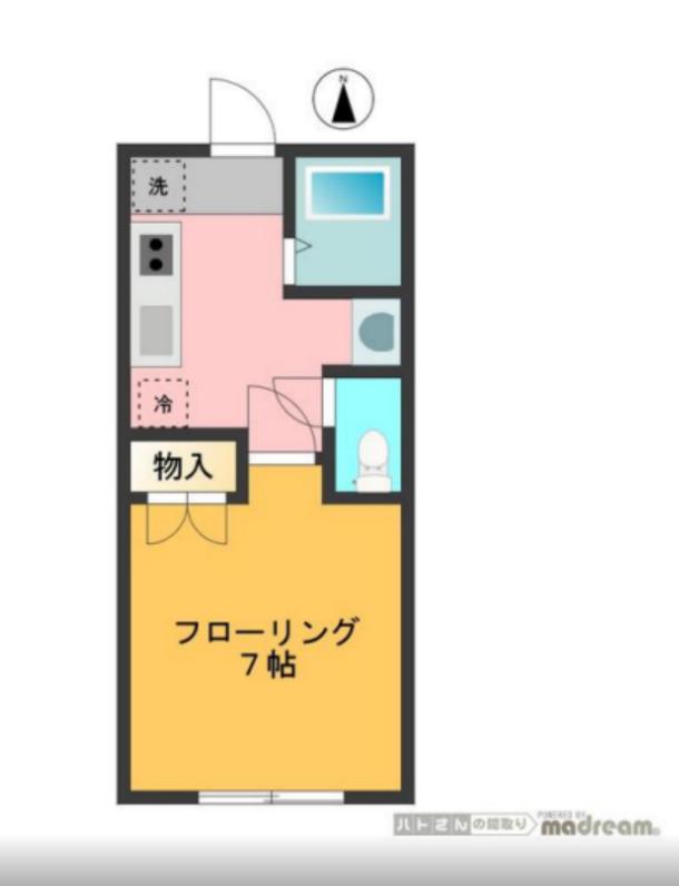 タウンコート(1K/2階)の間取り写真