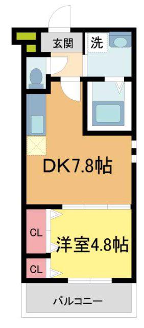 フジパレス西宮甲東園III番館(1DK/2階)の間取り写真