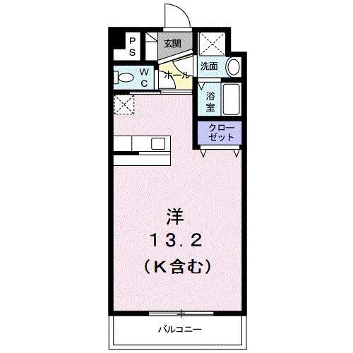 ヴィラ ルミノーソ B(ワンルーム/2階)の間取り写真