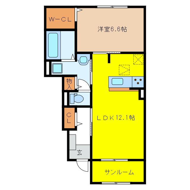 ノバ クレメント(1LDK/1階)の間取り写真