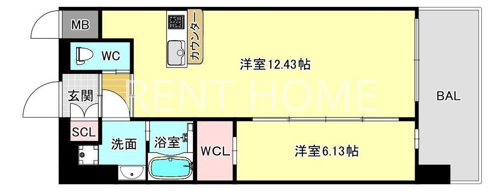プレジオ永和ASIAN(1LDK/13階)の間取り写真