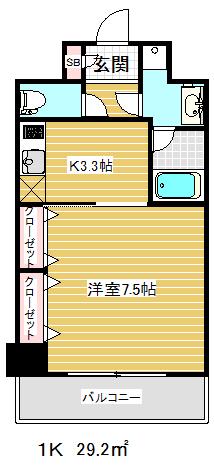 エスフォート神戸小河通(1K/4階)の間取り写真