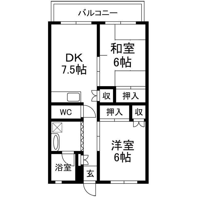 ラ・メゾンあさひ(2DK/8階)の間取り写真